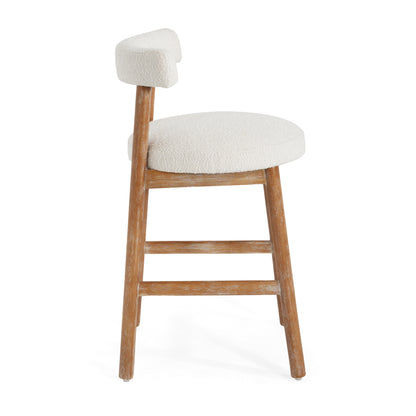 Quiner Modern Rubber Wood & Fabric Bar Stool,Set of 2