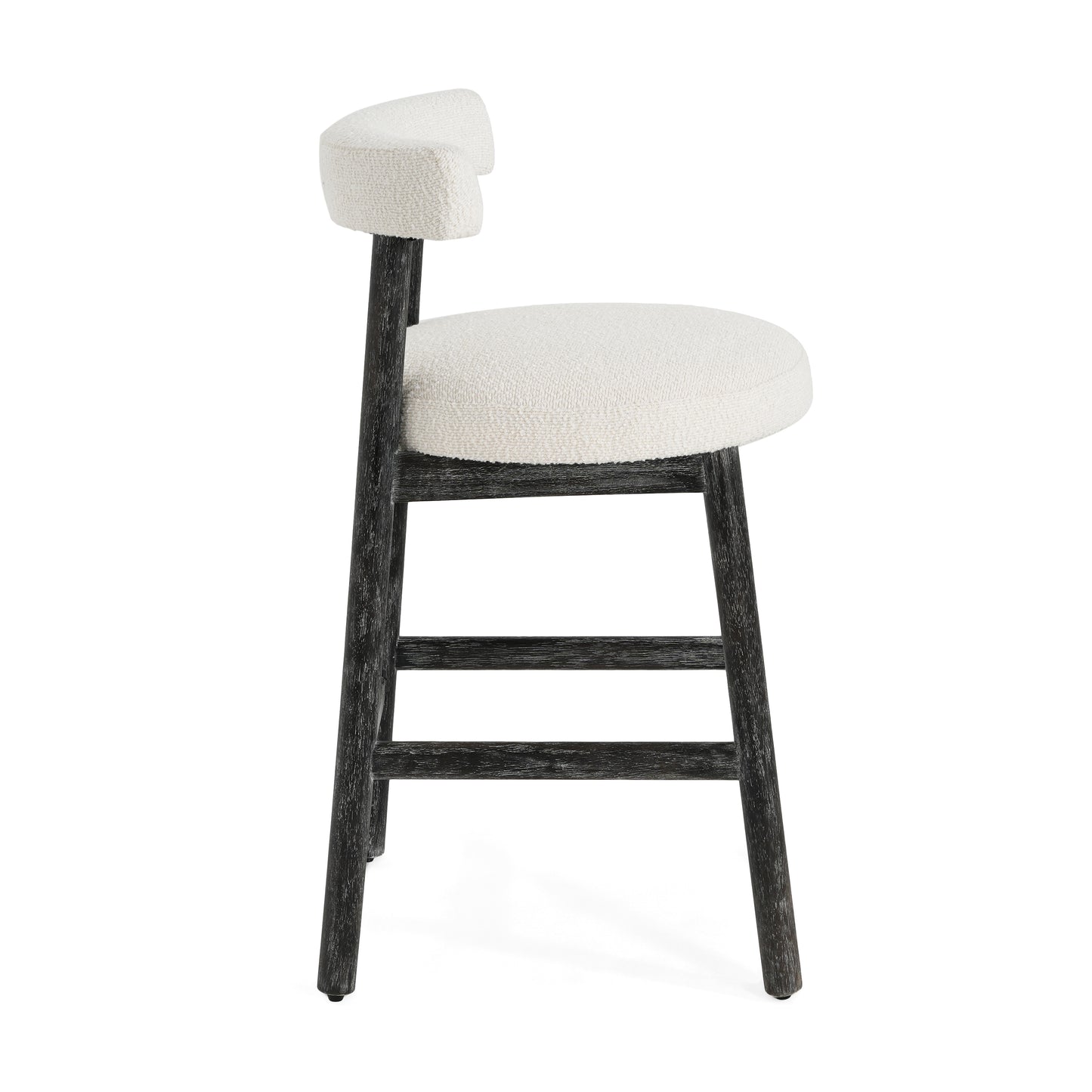 Quiner Modern Rubber Wood & Fabric Bar Stool,Set of 2