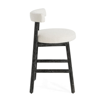 Quiner Modern Rubber Wood & Fabric Bar Stool,Set of 2