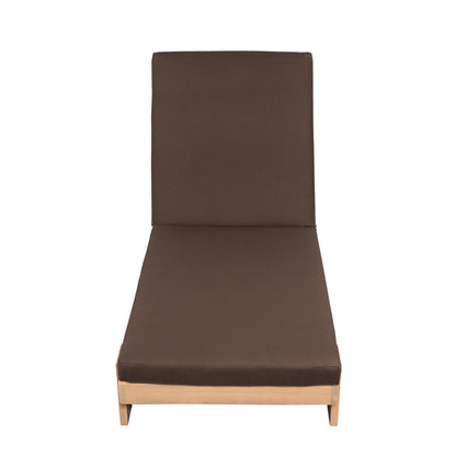 Enchang Outdoor Acacia Wood Chaise Lounge, Teak Frame, with Cushion