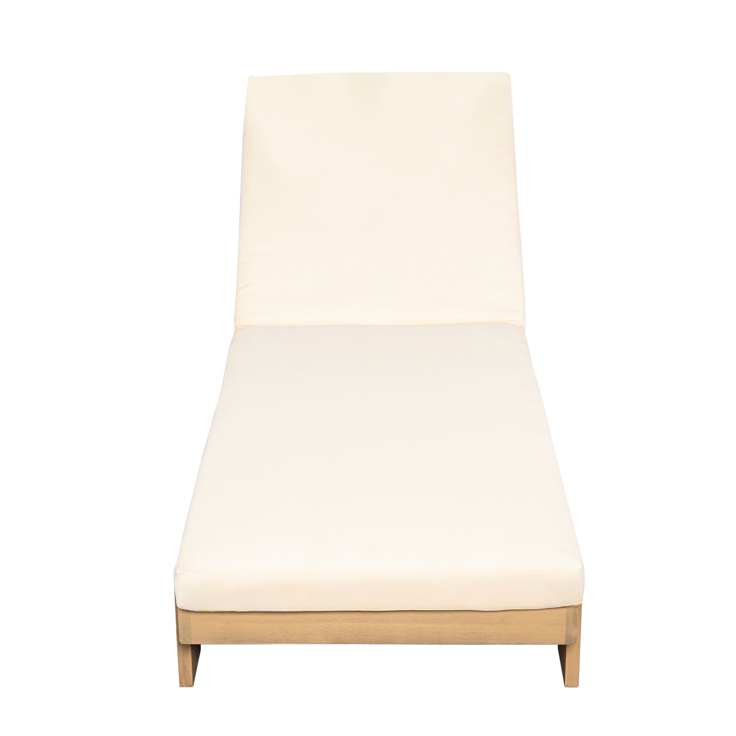 Enchang Outdoor Acacia Wood Chaise Lounge, Teak Frame, with Cushion
