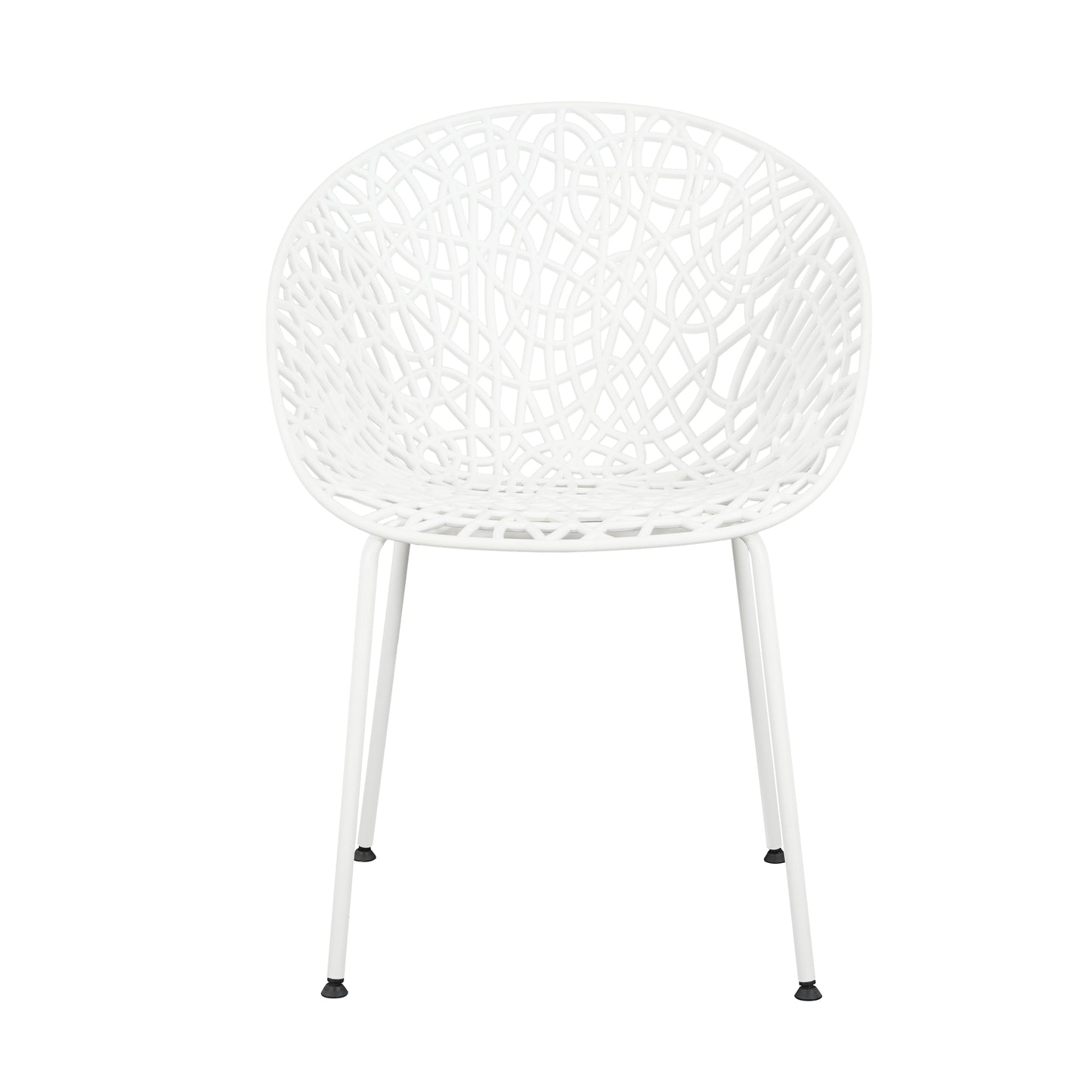 Dahliae Outdoor Patio Dining Chairs, Iron & Plastic, Set of 2