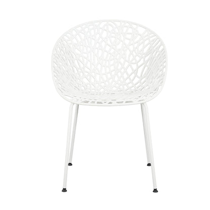 Dahliae Outdoor Patio Dining Chairs, Iron & Plastic, Set of 2