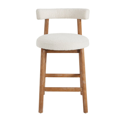 Quiner Modern Rubber Wood & Fabric Bar Stool,Set of 2