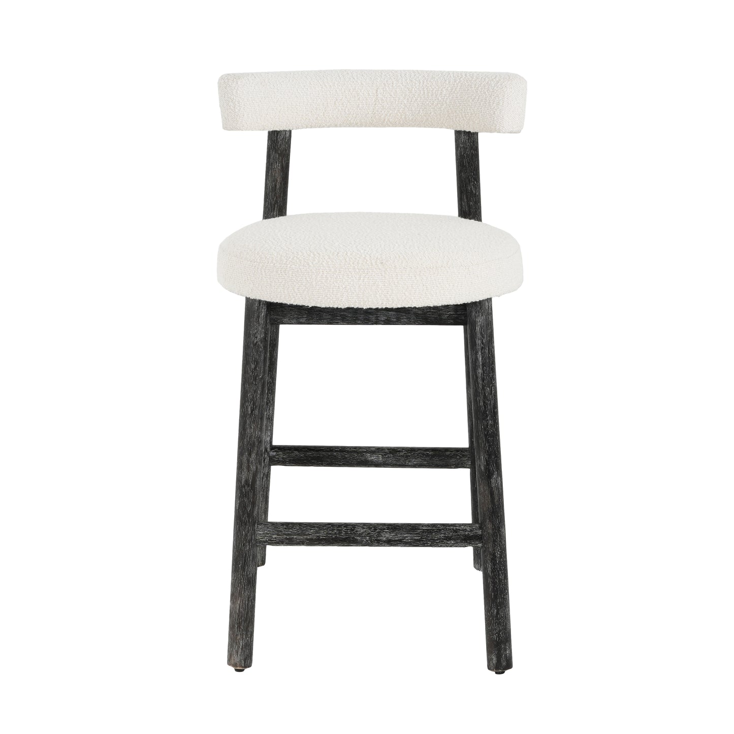 Quiner Modern Rubber Wood & Fabric Bar Stool,Set of 2