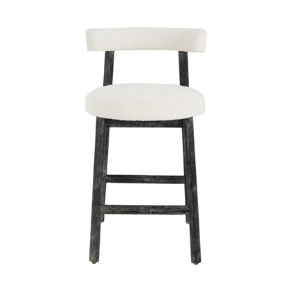 Quiner Modern Rubber Wood & Fabric Bar Stool,Set of 2
