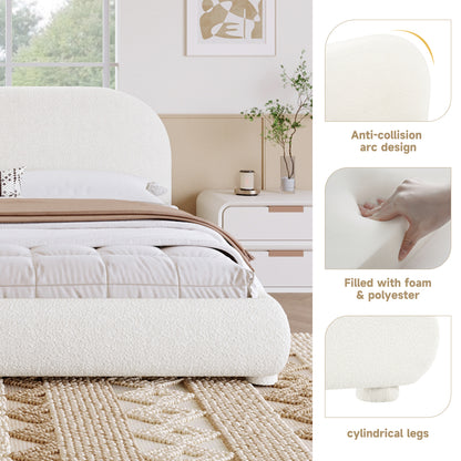 Calla Cream Style Fabric Upholstered Bed, Simple Modern Bedroom Double Bed