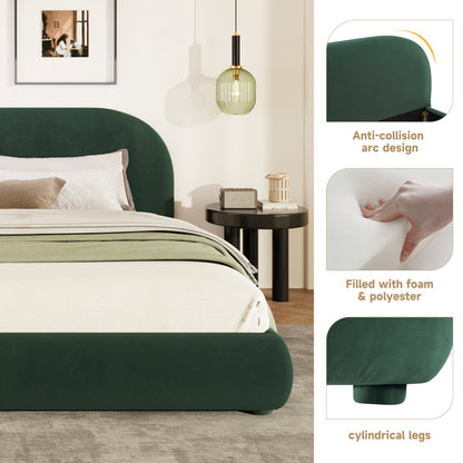 Calla Dark Green Velvet Soft Bed: Light Luxury Texture, Adding a High-end Atmosphere to Bedroom