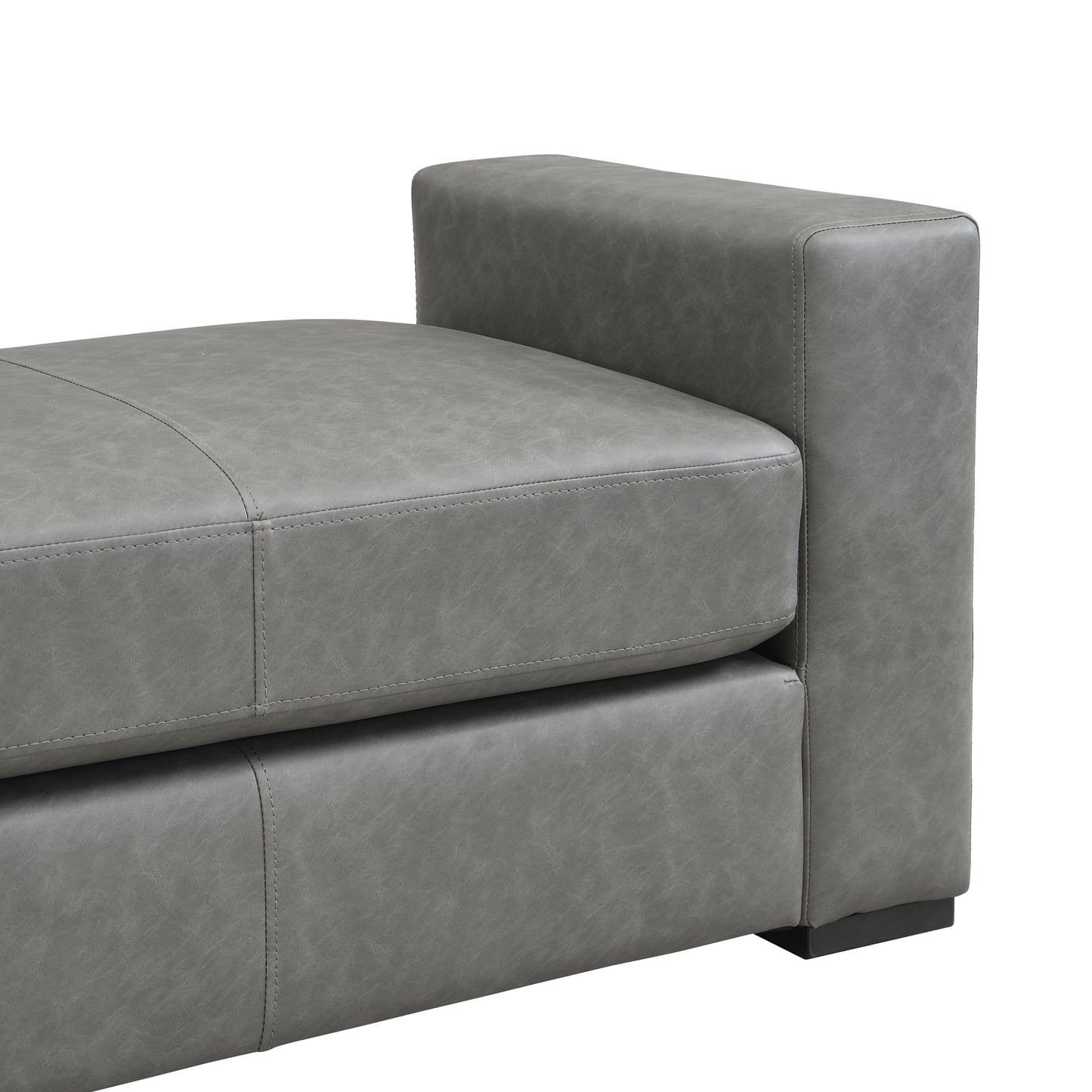 Narionae Stylish and Durable Grey Faux Leather Ottoman