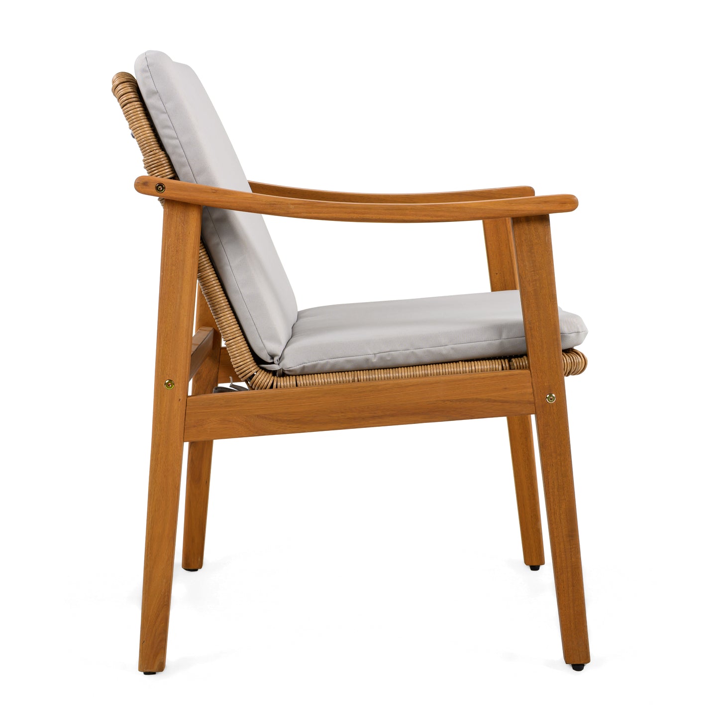 Demorivor Outdoor Dining Chairs Set of 2, Teak Color Acacia Wood Frame,Waterproof Cushion