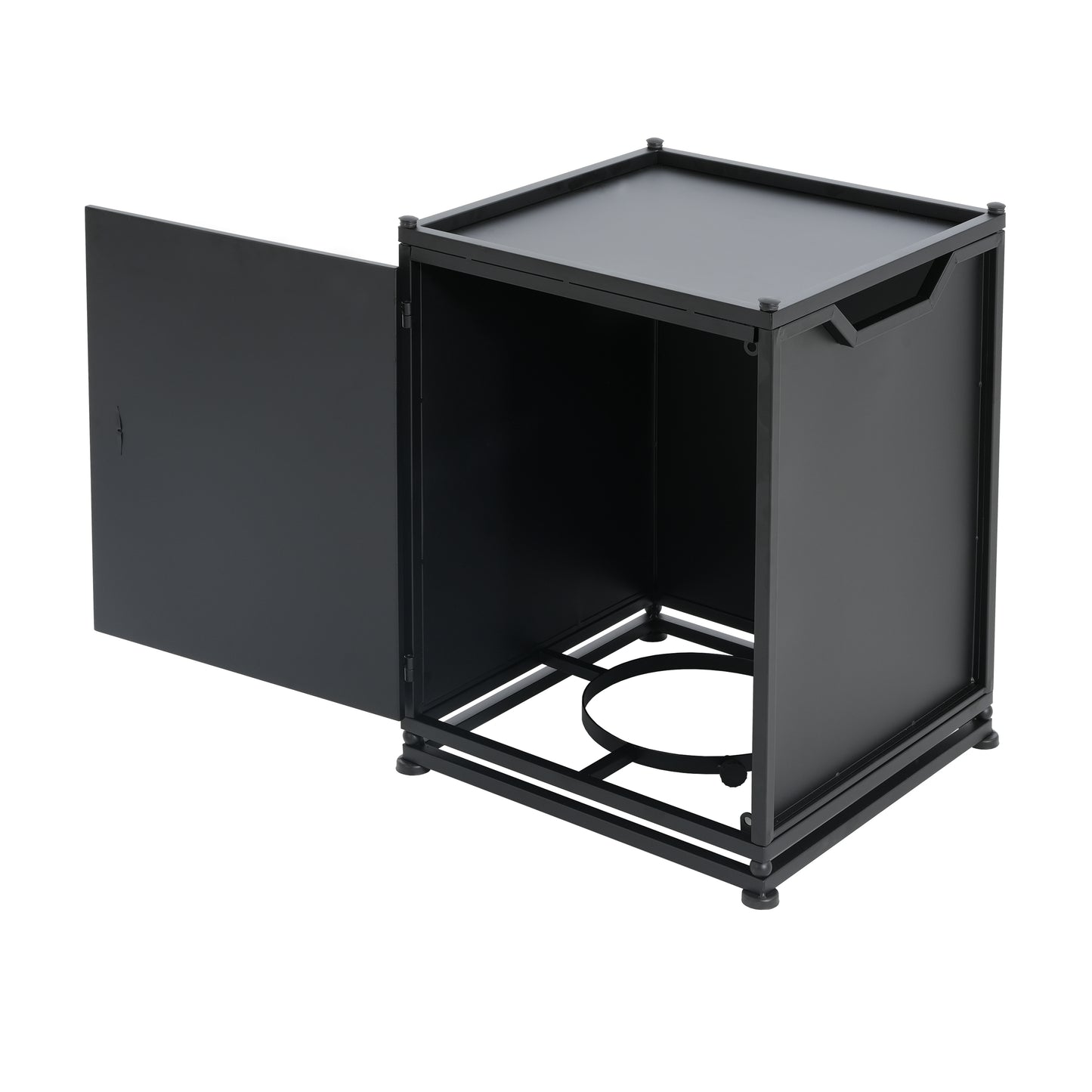 Lecanto Outdoor Metal Tank Holder Side Table, Matte Black