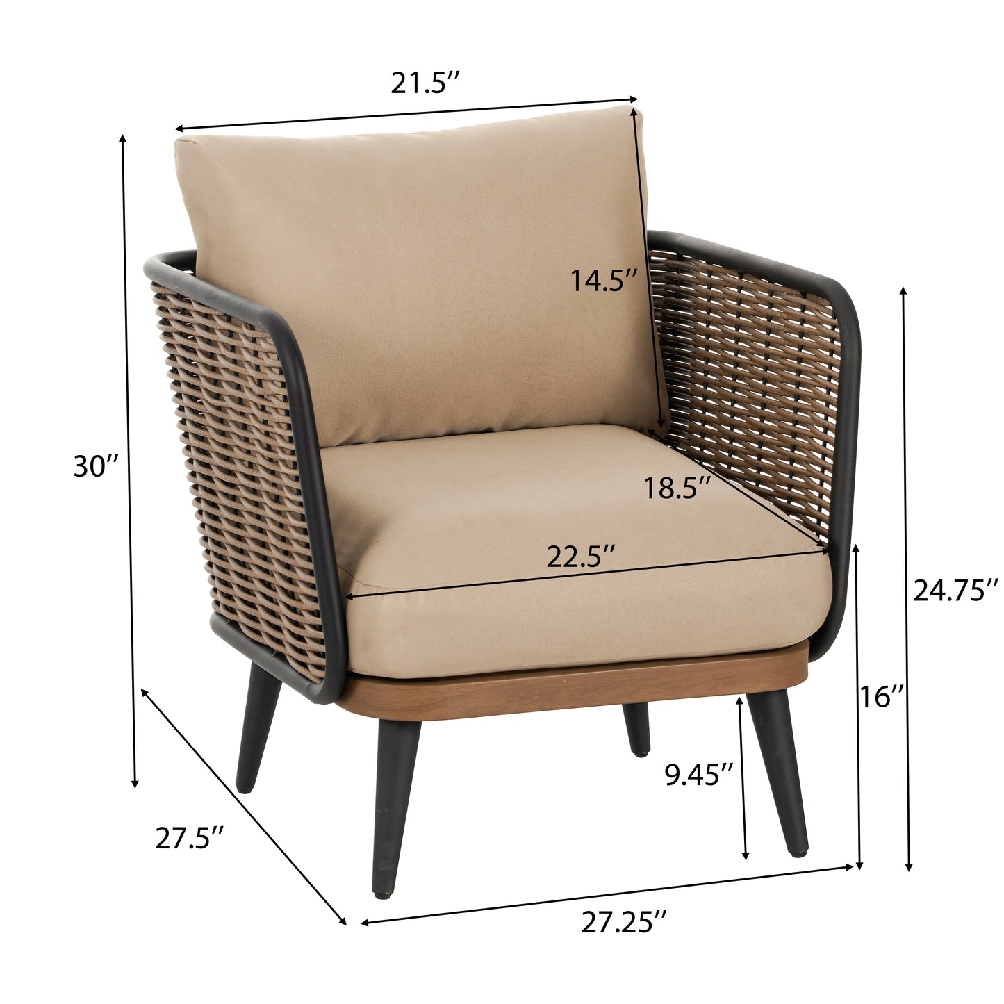 Julion Modern Patio Chair with Cushions