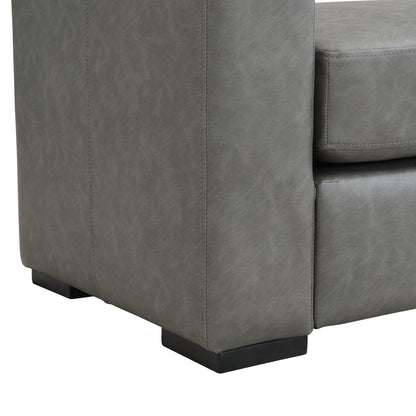 Narionae Stylish and Durable Grey Faux Leather Ottoman