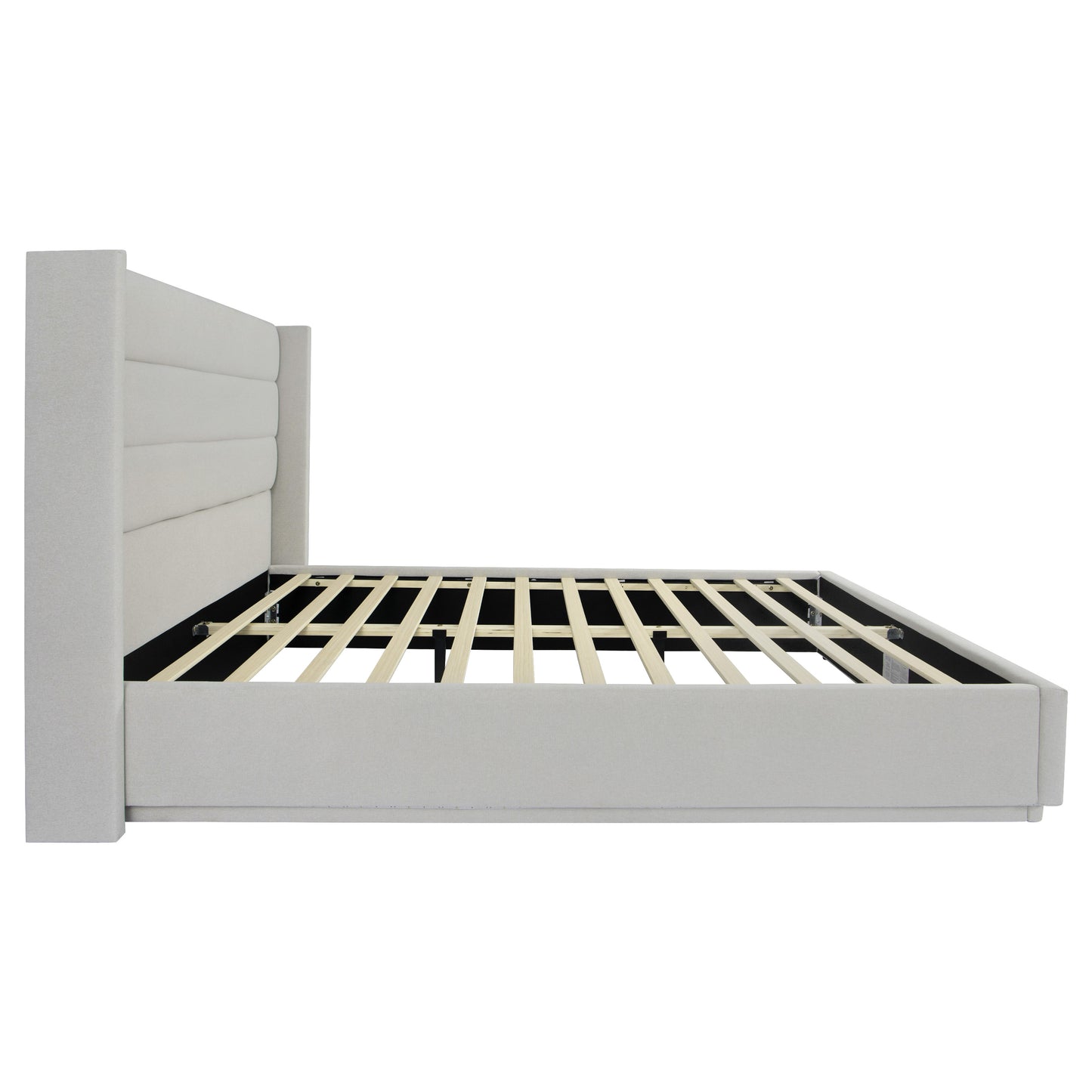 Brannick Queen Size Platform Bed with LED light, Greige