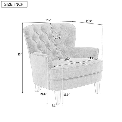 Mirod Vintage-Inspired Upholstered Lounge Chair with Nailhead Trim