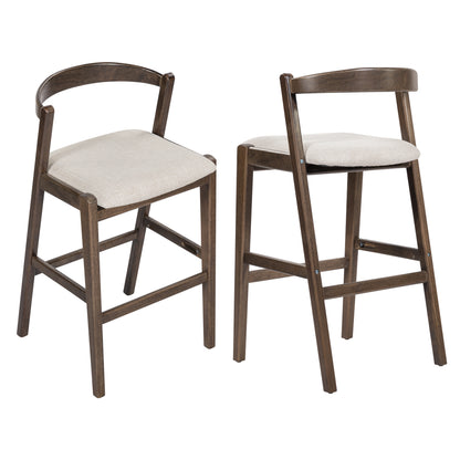 Balman Indoor Rubberwood Barstool,Beige Upholstery, Set of 2