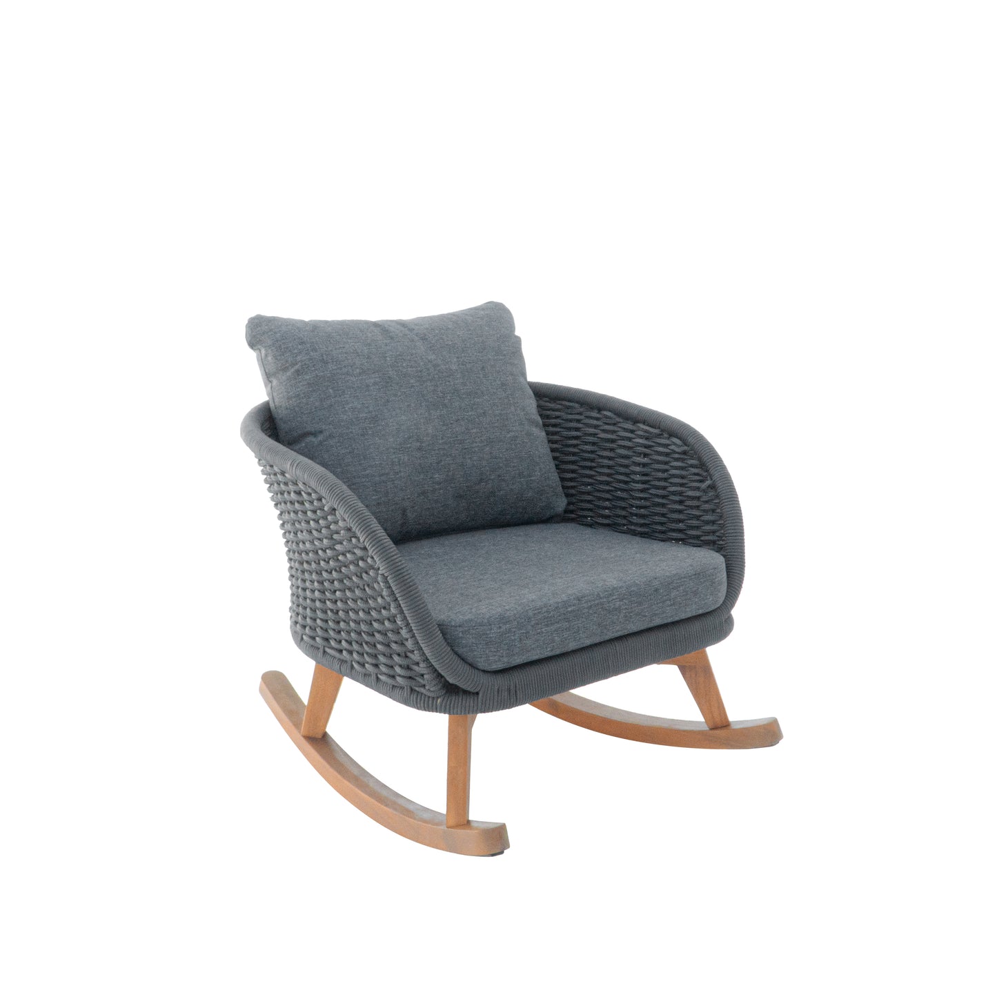 Elarvasir Contemporary Minimalist Beige Wicker Rocking Chair with Soft Polyester Cushions