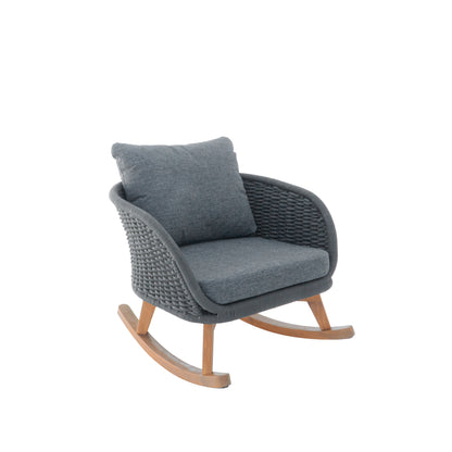 Elarvasir Contemporary Minimalist Beige Wicker Rocking Chair with Soft Polyester Cushions
