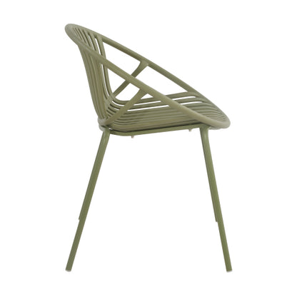 Hespera Patio Dining Chairs with Metal Legs & Breathable Plastic Backrest
