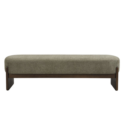 Sorena Modern Upholstered Loop Yarn Ottoman, Solid Wood