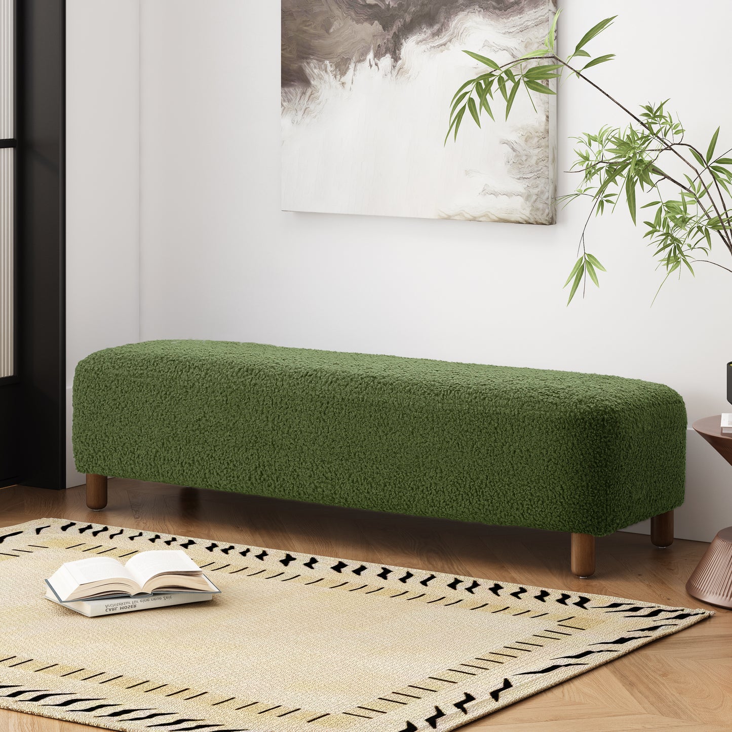 Wospun Contemporary Wood Comfortable Ottoman