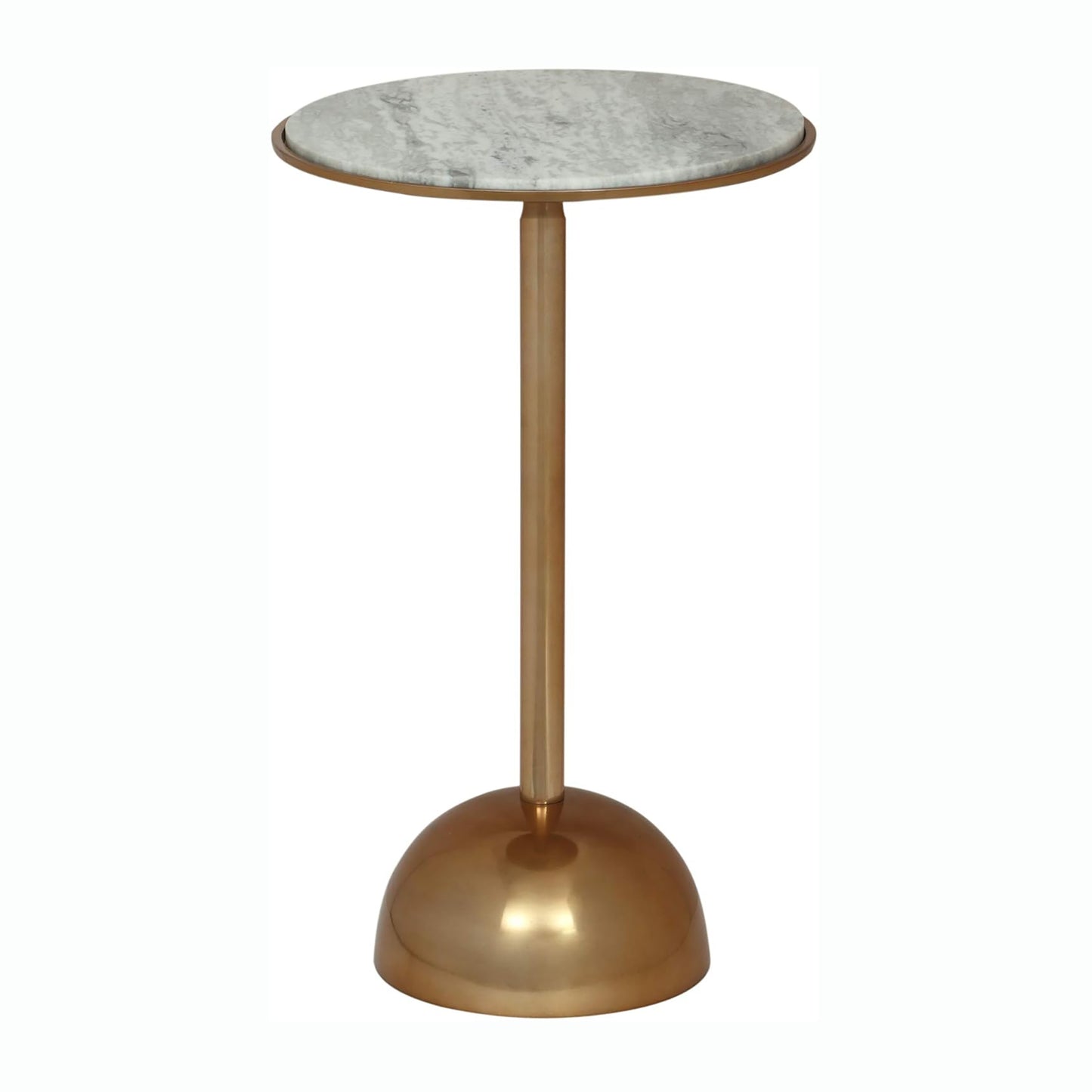 Bartholo Modern Glam Aluminum Accent Table with Marble Table Top