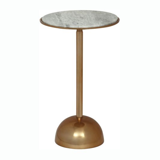 Bartholo Modern Glam Aluminum Accent Table with Marble Table Top