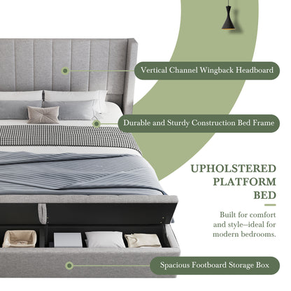 Cassander Queen Size Upholstered Platform Bed with Storage with Headboard