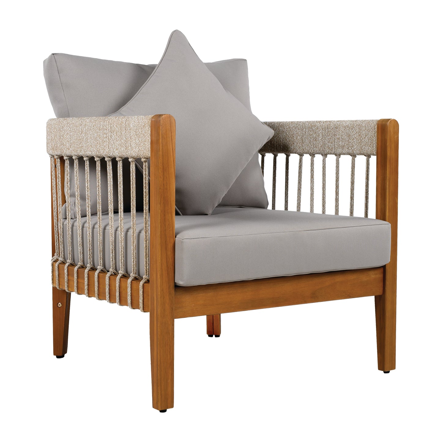 Tavithalae Acacia Wood Outdoor Club Chair with Water-Resistant  Cushions
