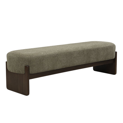 Sorena Modern Upholstered Loop Yarn Ottoman, Solid Wood