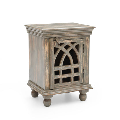 Hearthlyn Antique Grey Wood Nightstand