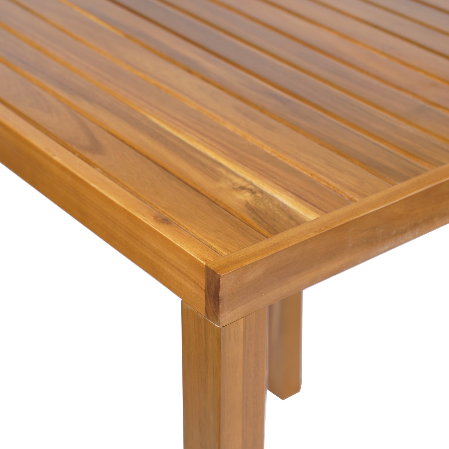 Tylarion Outdoor Acacia Wood Bar Table - Minimalistic Rectangular Slatted Design