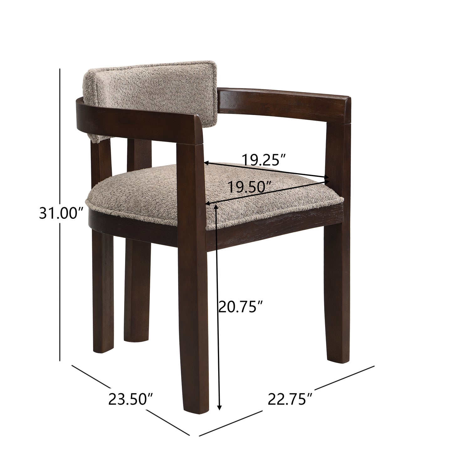 Celestia Modern Upholstered Dining Chairs With Armrest  Set of 2