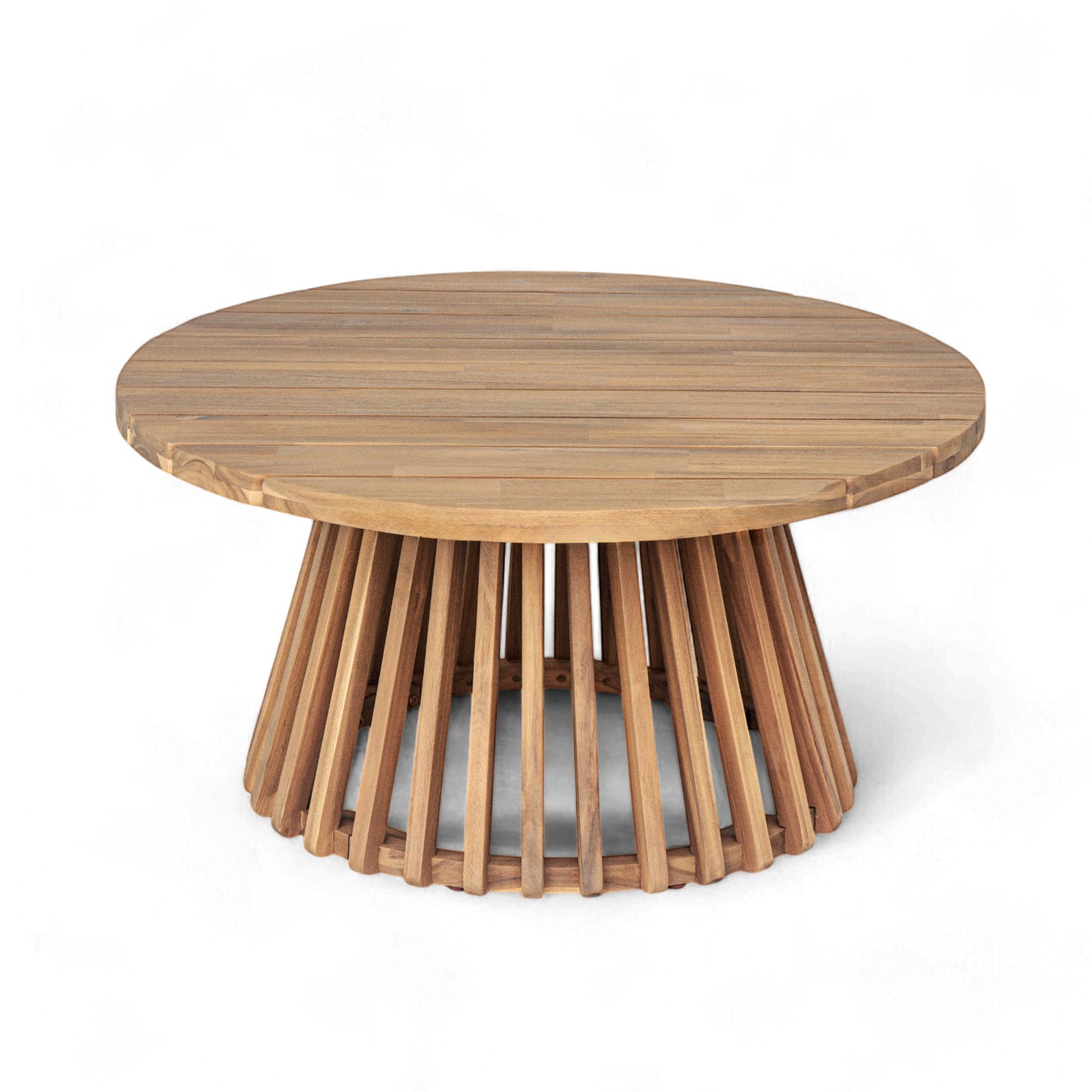 Xenath Outdoor Patio Furnitre Sets 3 Pieces,3 Seater Daybed With Rattan Arms  + Acacia Wood Table
