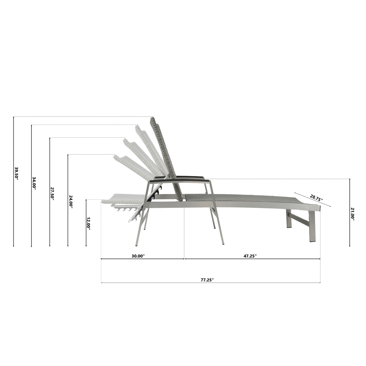 Joy Outdoor Wicker and Aluminum Chaise Lounge, Gray Finish