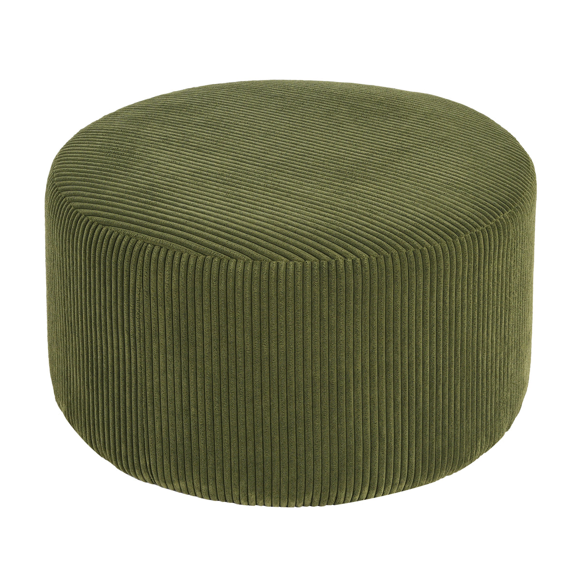 Harbinger GAVI Corduroy Ottoman Foot Stool, 30" Pouf Footstool Ottoman Seat, Upholstered Foot Chair, Round Footrest, Modern Side Table for Living Room Bedroom Home Decor, Olive Green