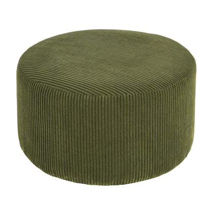 Harbinger GAVI Corduroy Ottoman Foot Stool, 30" Pouf Footstool Ottoman Seat, Upholstered Foot Chair, Round Footrest, Modern Side Table for Living Room Bedroom Home Decor, Olive Green