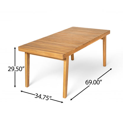 Somadorin 69" Acacia Wood Outdoor Dining Table with Slatted Top
