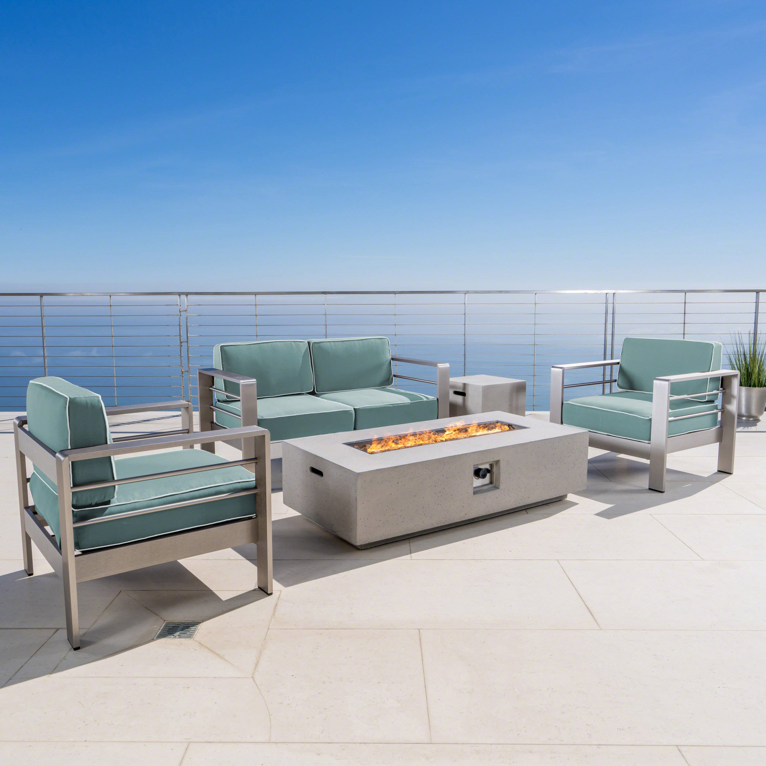 Aluminum patio furniture discount with fire pit