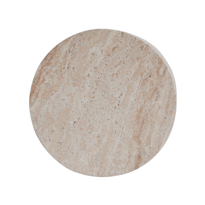 Montclair Outdoor Lightweight Concrete Side Table With Side Handles,Travertine Finish