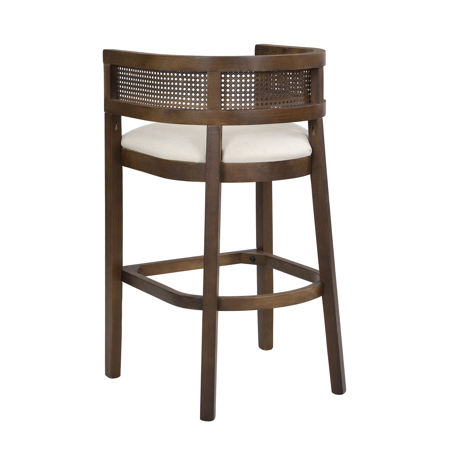 Tiberius Wood And Rattan Upholstered Arm Bar Stools,Set of 2