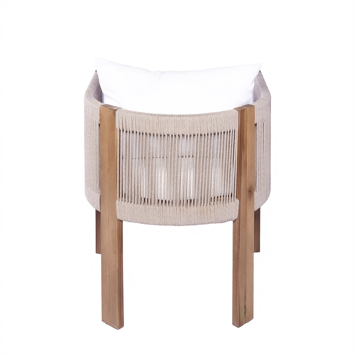 Dado Matera Outdoor Wood Dining Chair, Beige Rope with Beige Cushion, Set of 2