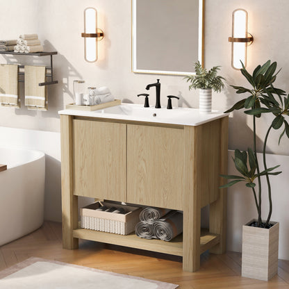 Caryaty Bathroom Cabinet Vanity with Rectangle Ceramic Sink