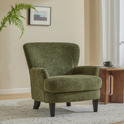 Calla Modern Birch Upholstered Club Chair, Off-White
