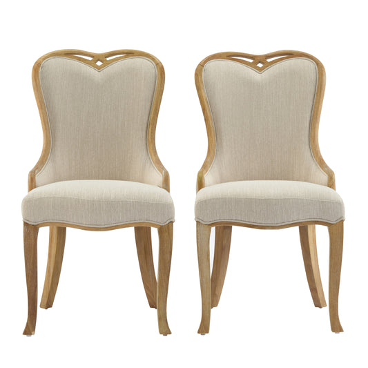 Wilolinor Tufted Wing Back Upholstered Dining Chair with Natural Rubber Wood Legs (Set of 2)