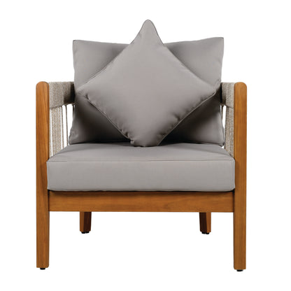 Tavithalae Acacia Wood Outdoor Club Chair with Water-Resistant  Cushions