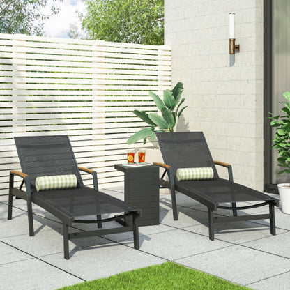 Joy Outdoor Aluminum Chaise Lounge Set with C-Shaped End Table