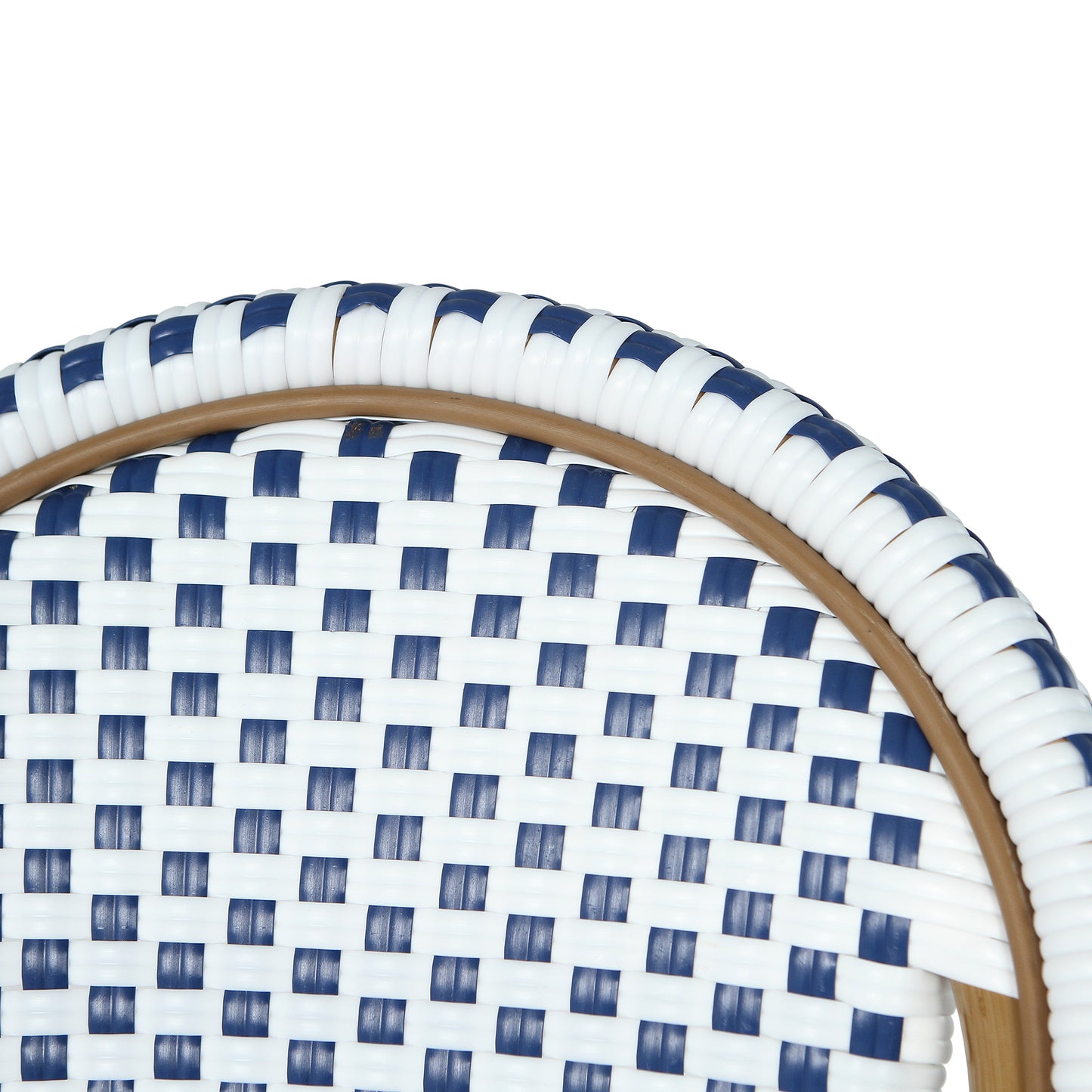 Altocanin 29.5" Outdoor PE Rattan French Barstool, White and Blue(Set of 2)