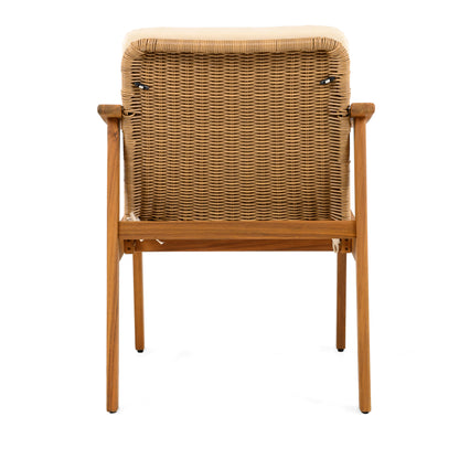 Demorivor Outdoor Dining Chairs Set of 2, Teak Color Acacia Wood Frame,Waterproof Cushion