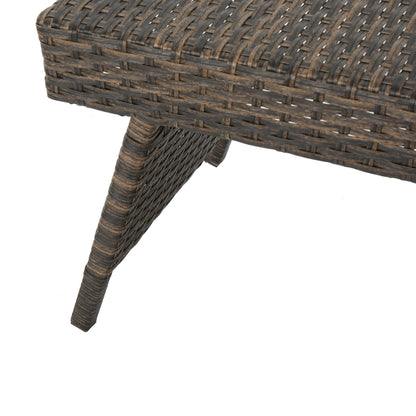 Thelma Outdoor Wicker and Aluminum Folding Side Table